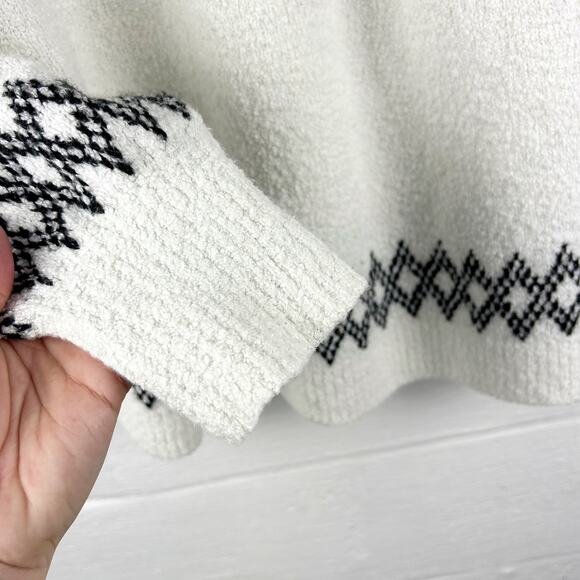 J.Jill Black & White Fair Isle Sweater – Classic Winter‎ Knit, Size XL - Picture 5 of 7